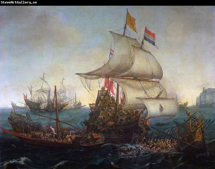 Hendrik Cornelisz. Vroom Dutch ships ramming Spanish galleys off the English coast, 3 October 1602